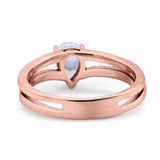 Art Deco Pear Natural Stone Wedding Ring