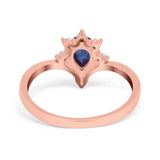 Pear Teardrop Natural Stone Chevron Ring