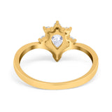 Pear Teardrop Natural Stone Chevron Ring