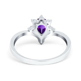Pear Teardrop Natural Stone Chevron Ring