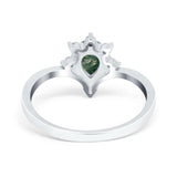 Pear Teardrop Natural Stone Chevron Ring