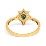 Pear Teardrop Natural Stone Chevron Ring