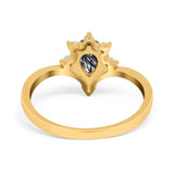 Pear Teardrop Natural Stone Chevron Ring