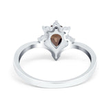 Pear Teardrop Natural Stone Chevron Ring