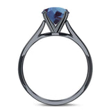  Oval Natural Stone Solitaire Cathedral Ring