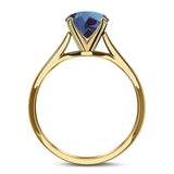  Oval Natural Stone Solitaire Cathedral Ring