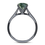  Oval Natural Stone Solitaire Cathedral Ring