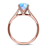  Oval Natural Stone Solitaire Cathedral Ring