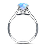  Oval Natural Stone Solitaire Cathedral Ring