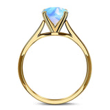  Oval Natural Stone Solitaire Cathedral Ring