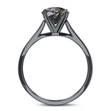  Oval Natural Stone Solitaire Cathedral Ring