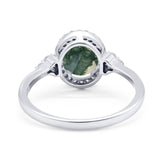 Art Deco Oval Natural Stone Wedding Ring