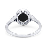 Art Deco Oval Natural Stone Wedding Ring