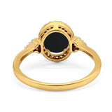 Art Deco Oval Natural Stone Wedding Ring