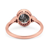 Art Deco Oval Natural Stone Wedding Ring