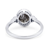 Art Deco Oval Natural Stone Wedding Ring