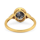Art Deco Oval Natural Stone Wedding Ring