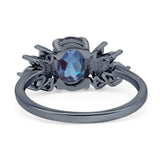 Art Deco Oval Natural Stone Floral Ring