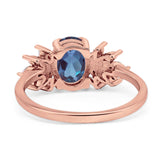 Art Deco Oval Natural Stone Floral Ring