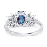 Art Deco Oval Natural Stone Floral Ring