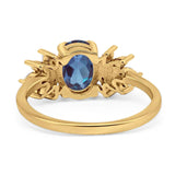 Art Deco Oval Natural Stone Floral Ring