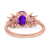 Art Deco Oval Natural Stone Floral Ring