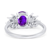 Art Deco Oval Natural Stone Floral Ring