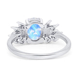 Art Deco Oval Natural Stone Floral Ring