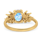 Art Deco Oval Natural Stone Floral Ring