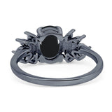 Art Deco Oval Natural Stone Floral Ring