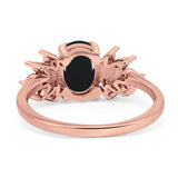 Art Deco Oval Natural Stone Floral Ring