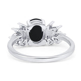 Art Deco Oval Natural Stone Floral Ring