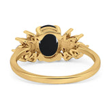 Art Deco Oval Natural Stone Floral Ring