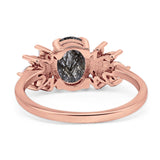 Art Deco Oval Natural Stone Floral Ring