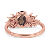 Art Deco Oval Natural Stone Floral Ring