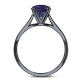  Round Natural Stone Solitaire Cathedral Ring