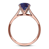 Round Natural Stone Solitaire Cathedral Ring