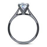  Round Natural Stone Solitaire Cathedral Ring