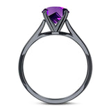  Round Natural Stone Solitaire Cathedral Ring
