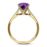  Round Natural Stone Solitaire Cathedral Ring