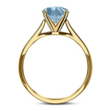  Round Natural Stone Solitaire Cathedral Ring