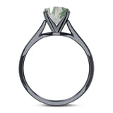  Round Natural Stone Solitaire Cathedral Ring