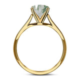  Round Natural Stone Solitaire Cathedral Ring