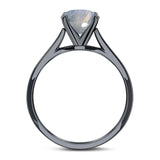  Round Natural Stone Solitaire Cathedral Ring