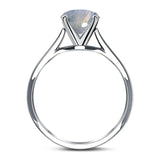  Round Natural Stone Solitaire Cathedral Ring