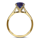  Round Natural Stone Solitaire Cathedral Ring