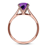  Round Natural Stone Solitaire Cathedral Ring