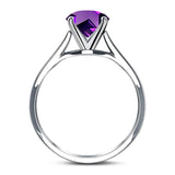  Round Natural Stone Solitaire Cathedral Ring