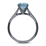  Round Natural Stone Solitaire Cathedral Ring