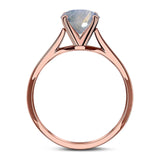  Round Natural Stone Solitaire Cathedral Ring